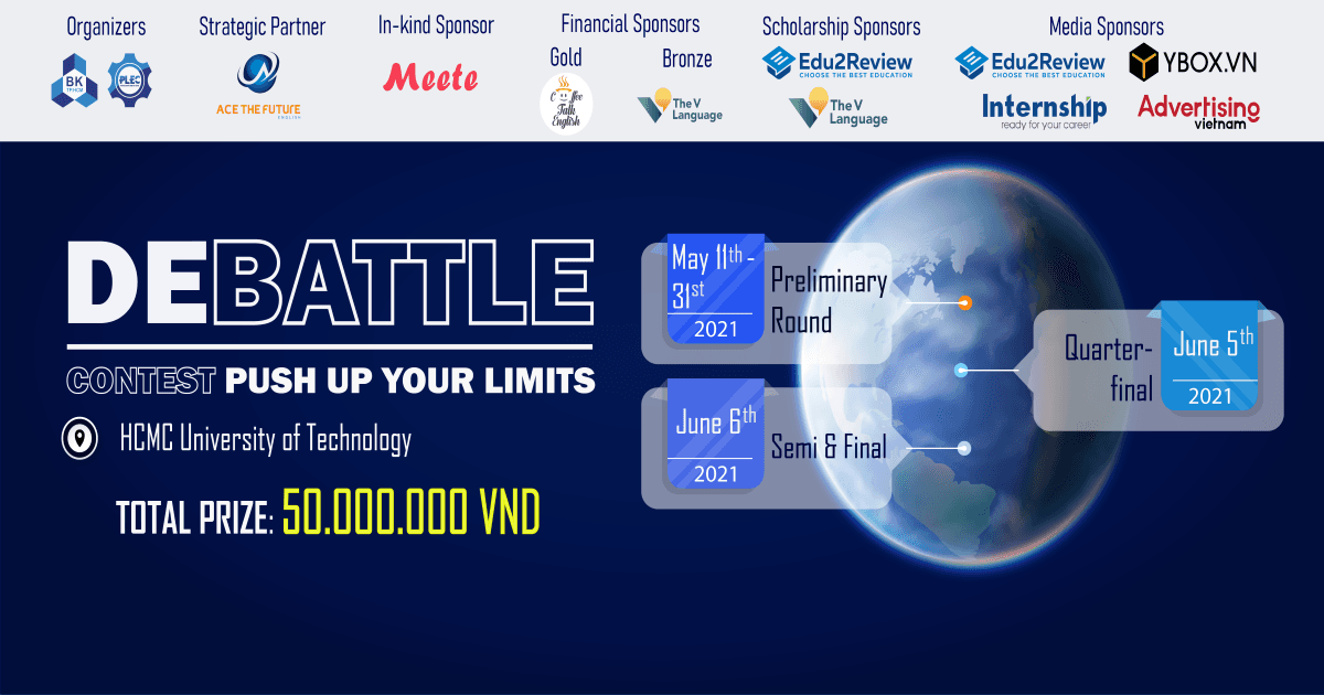 CUỘC THI TRANH BIỆN TIẾNG ANH DEBATTLE 2021 CHÍNH THỨC KHỞI ĐỘNG