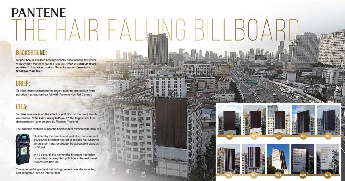 Billboard “rụng tóc” của Pantene báo động tình trạng ô nhiễm không khí của Thái Lan