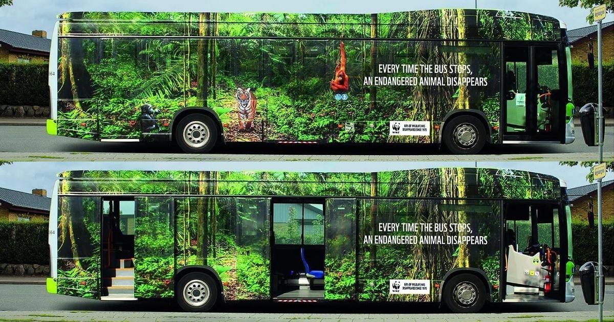 Quảng cáo xe bus cảnh báo tốc độ biến mất của các loài động vật có nguy cơ tuyệt chủng