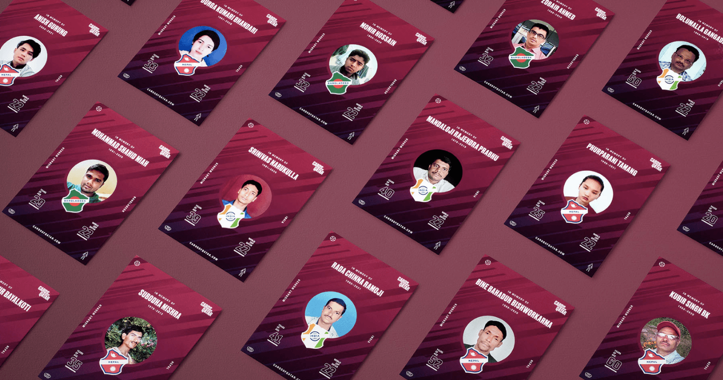 Bộ sưu tập thẻ "Cards of Qatar" tri ân những công nhân xây dựng đã mất hoặc bị thương trong quá trình chuẩn bị cho World Cup 2022