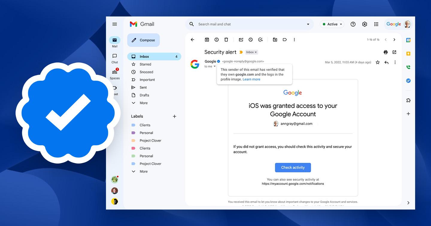 Sau Facebook và Twitter, đến lượt Google ra mắt dấu tích xanh trên Gmail dành cho những thương hiệu đã được xác minh 