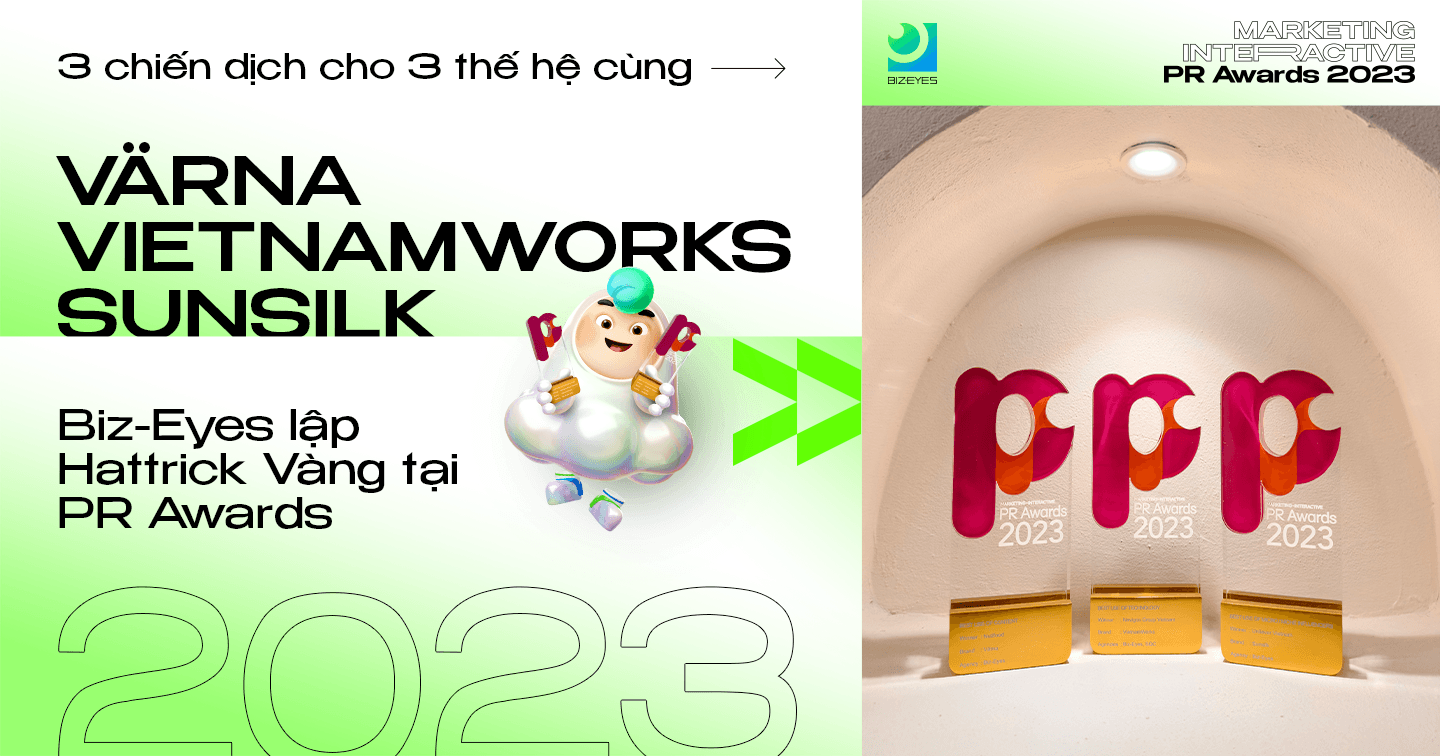 3 chiến dịch cho 3 thế hệ cùng Värna, VietnamWorks, Sunsilk: Biz-Eyes lập hattrick Vàng tại PR Awards 2023