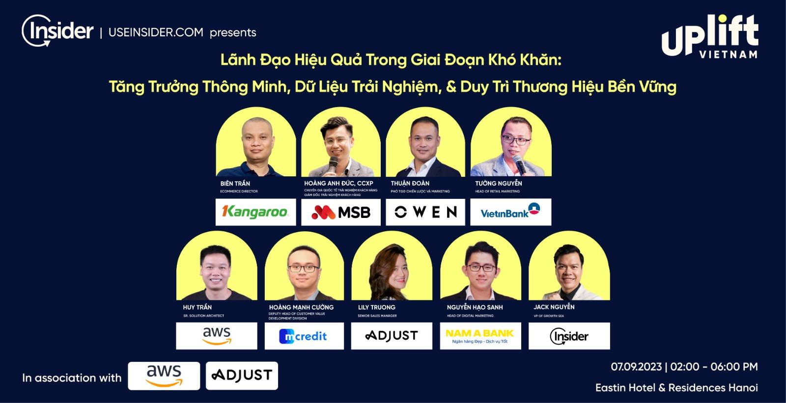 Lãnh Đạo Hiệu Quả, chia sẻ từ Mcredit, MSB, Vietinbank, Nam A Bank, Kangaroo, OWEN, AWS, Insider, Adjust