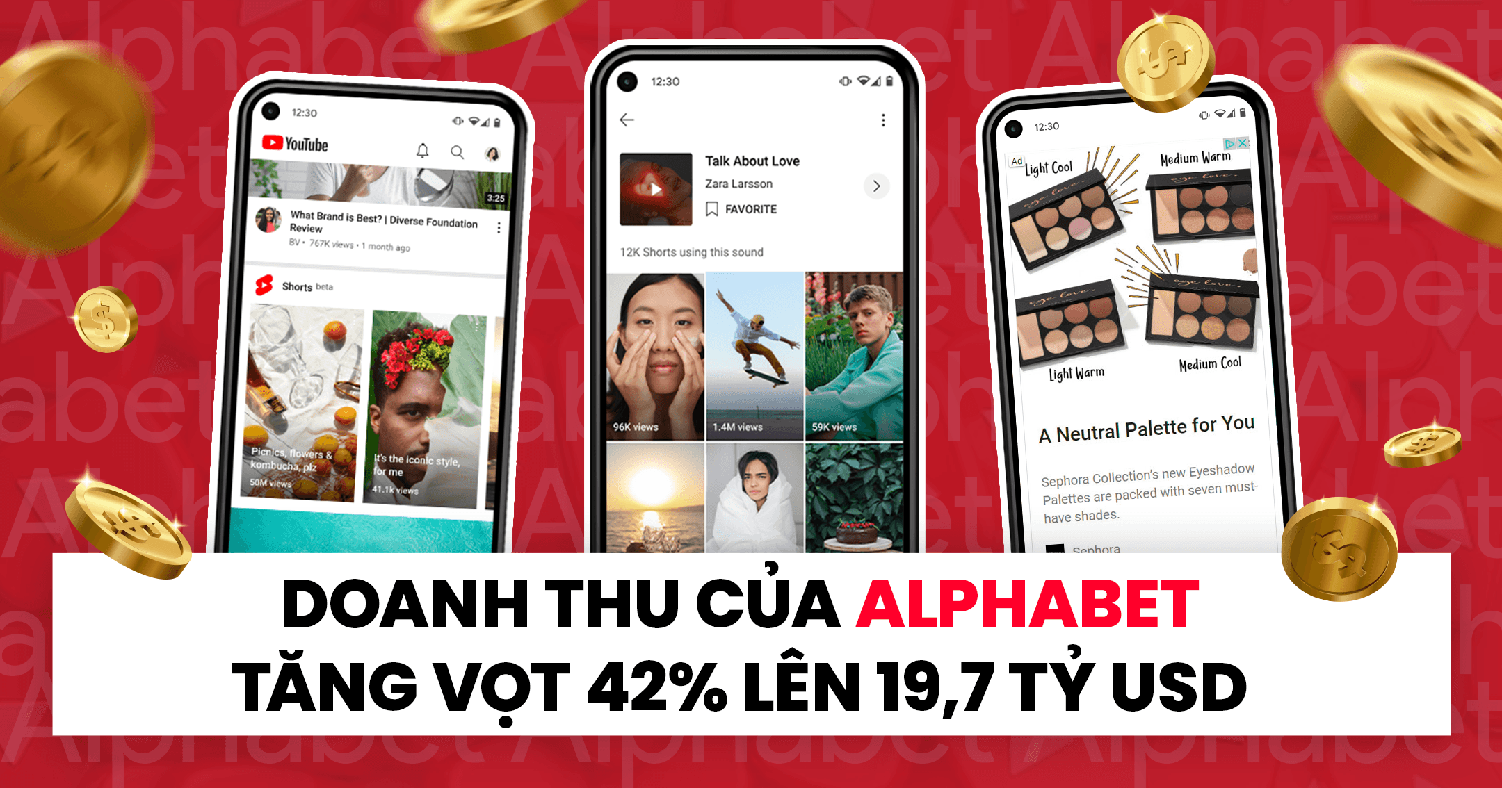Báo cáo kinh doanh của Alphabet: YouTube Shorts cạnh tranh sát ván với TikTok khi thu hút 70 tỷ lượt xem, Google chạm trán với Microsoft trong mảng A.I