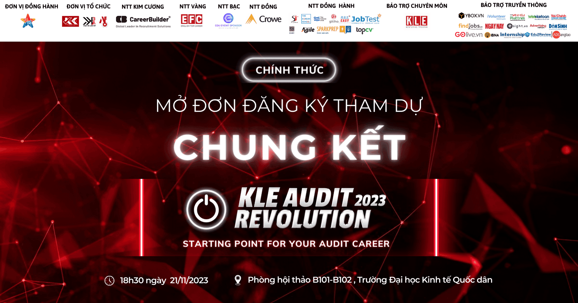 Chính thức mở đơn đăng ký tham dự đêm chung kết KLE AUDIT REVOLUTION 2023