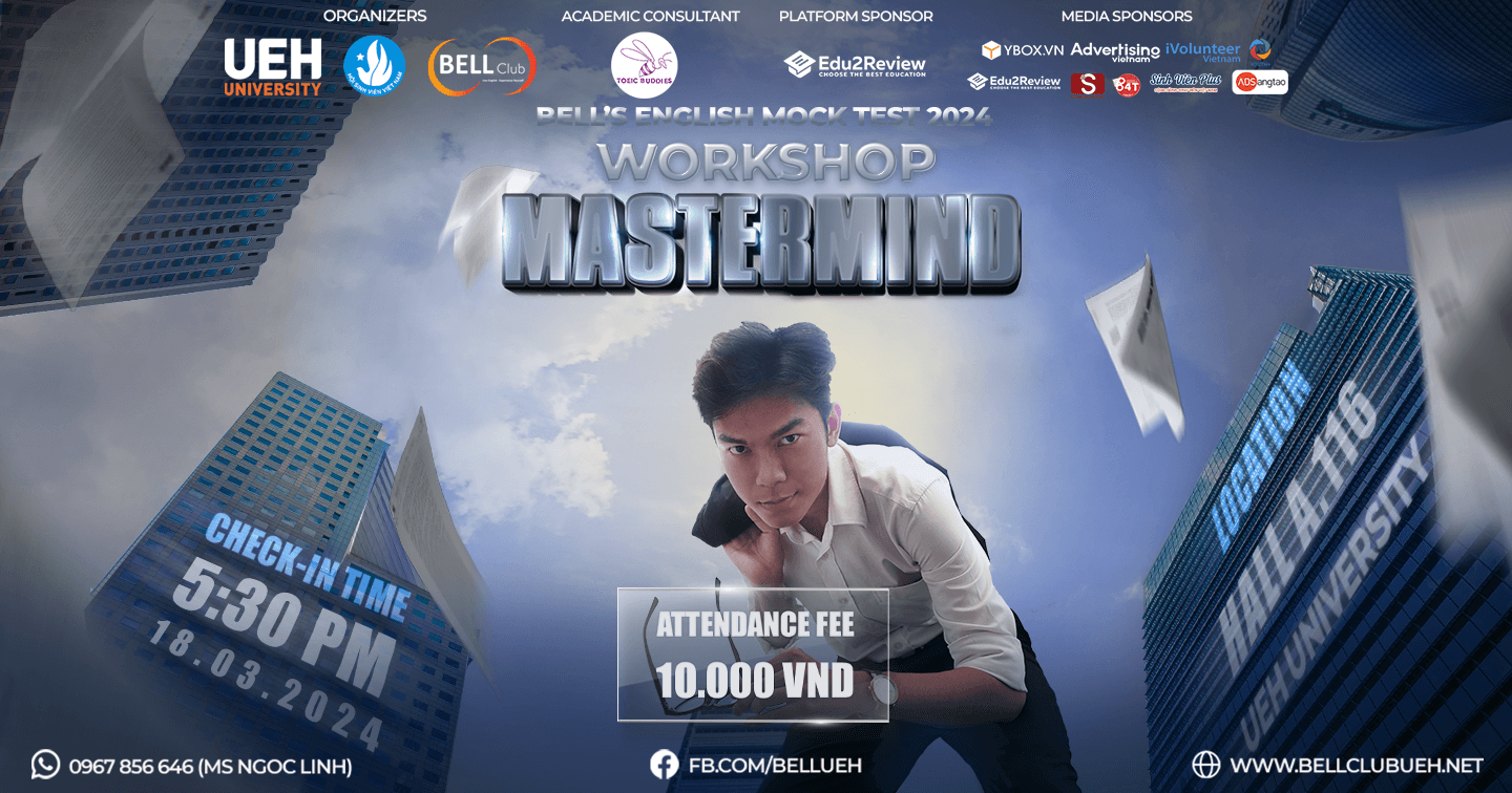 Bell's english mock test 2024 | 𝗪𝗢𝗥𝗞𝗦𝗛𝗢𝗣:𝗠𝗔𝗦𝗧𝗘𝗥𝗠𝗜𝗡𝗗: Chính thức mở đơn đăng ký tham dự