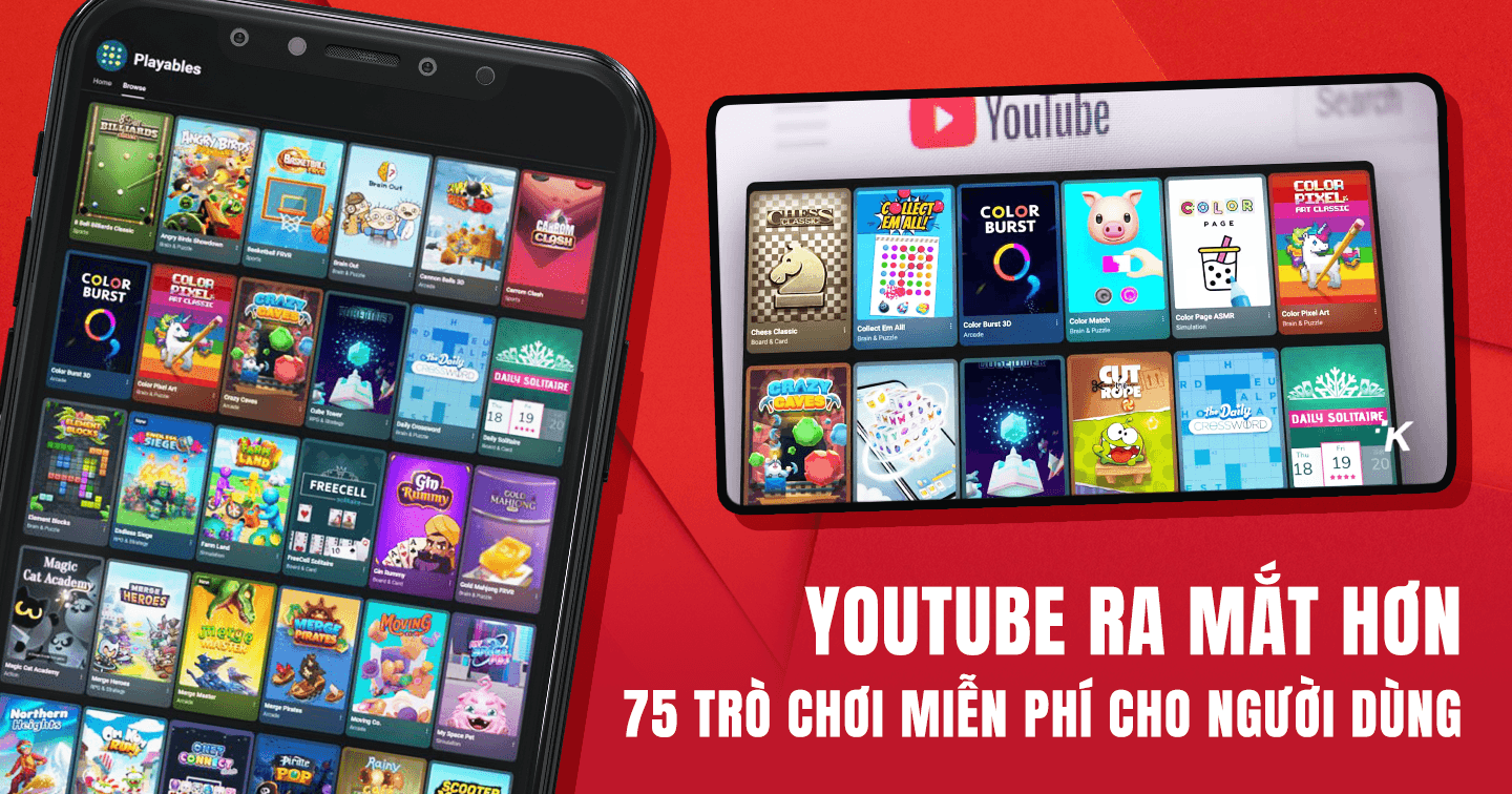 YouTube mở rộng chương trình Playables với hơn 75 trò chơi miễn phí cho tất cả người dùng
