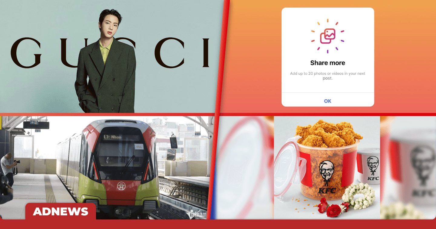 Điểm tin tuần: Gucci chính thức bổ nhiệm Jin (BTS) làm Đại sứ Thương hiệu Toàn cầu; Instagram hỗ trợ lên đến 20 hình ảnh/video trong một bài đăng