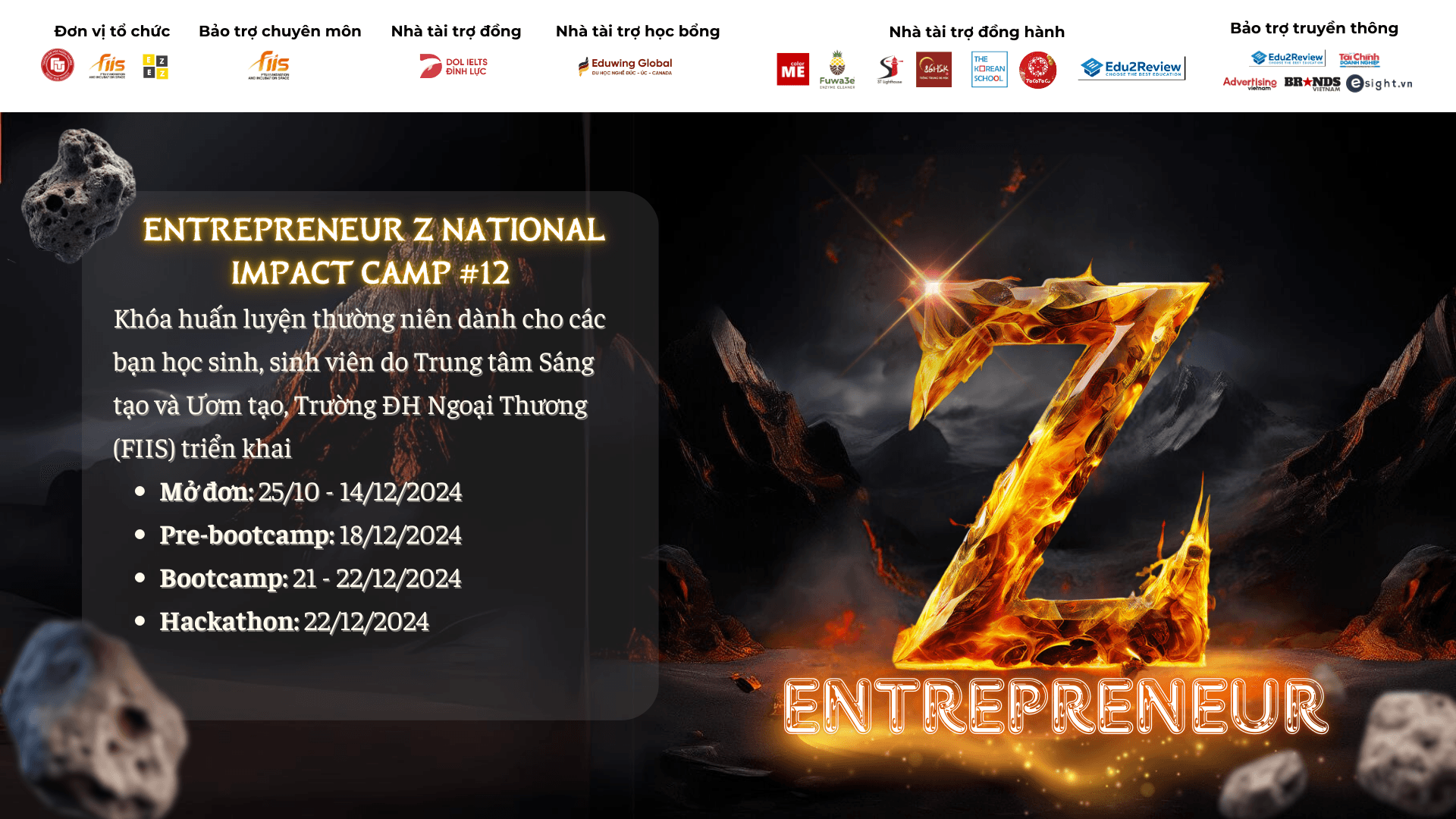 Chính thức mở đơn đăng ký Chương trình National Entrepreneur Z Impact Camp 12