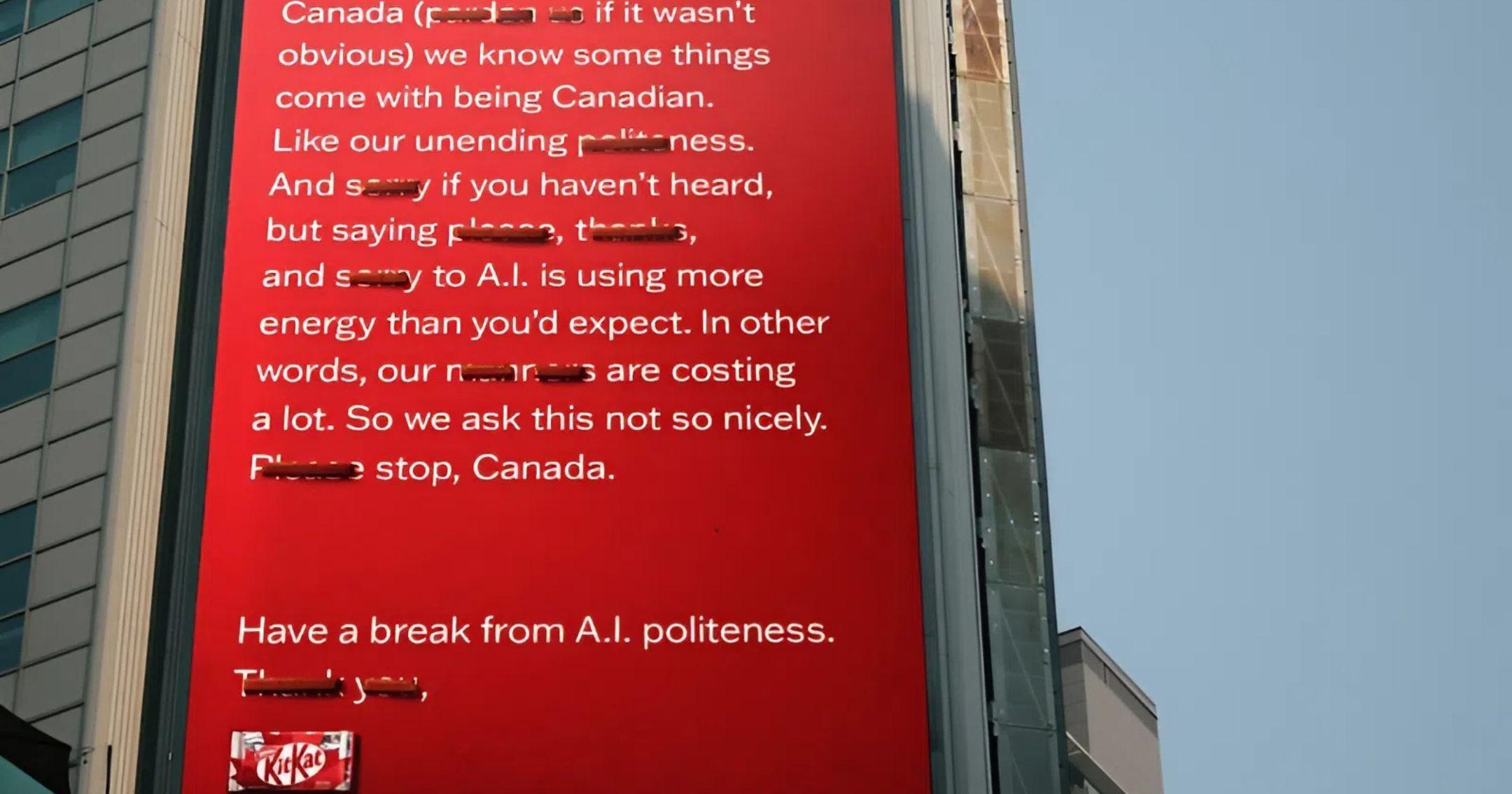 Mỗi truy vấn ChatGPT tiêu tốn 0,34Wh điện: KitKat kêu gọi người dùng Canada “bớt” lịch sự với AI để tiết kiệm năng lượng 