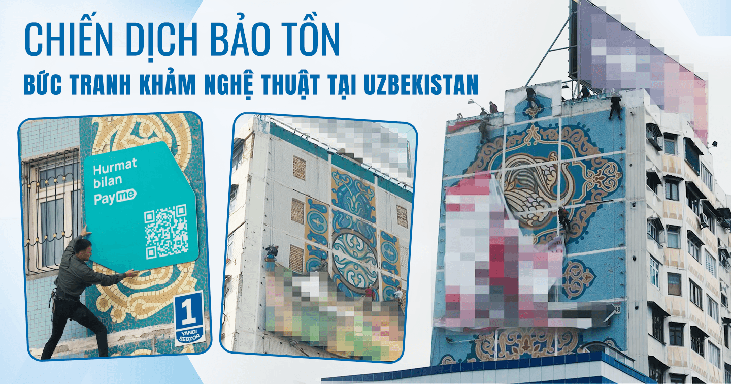 Chiến dịch “Mosaicvertising": Bảo tồn những bức tranh khảm nghệ thuật bằng cách dỡ bỏ biển quảng cáo trên các tòa nhà tại Uzbekistan