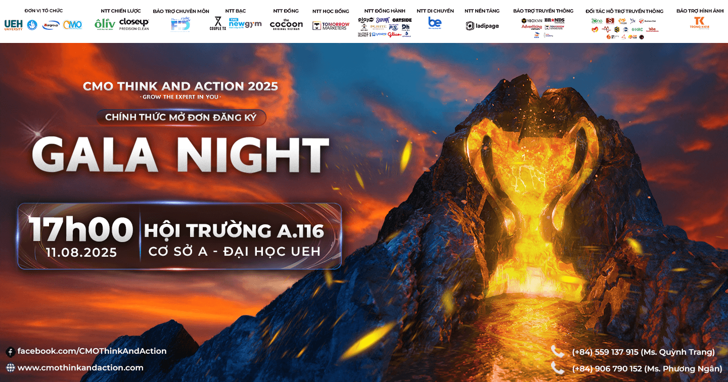 /CMO Think And Action 2025/ Mở đơn đăng ký tham dự Gala Night - “Where Future Champions Are Shaped”